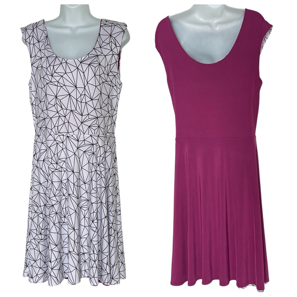 Betabrand Sleeveless Reversible Dress Women's Size Large Geometric Career